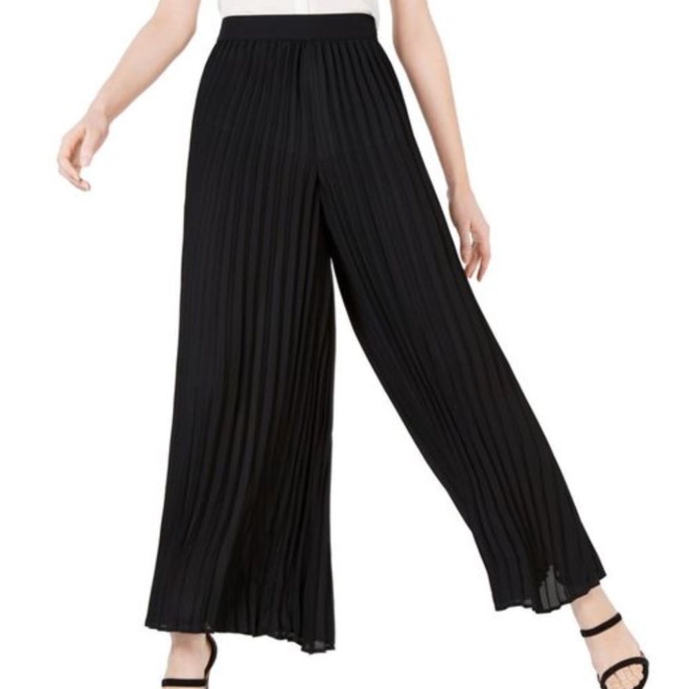 bar III-  Women's Sheer Pleated Casual Wide Leg Pants